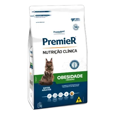 Racao Premier Nutricao Clinica Obesidade Gatos Adultos 1.5kg lateral